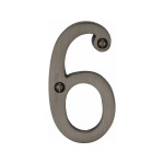 M Marcus Heritage Brass Numeral 6 - Face Fix 76mm Slimline font